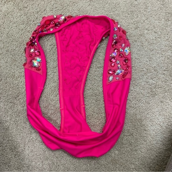Pretty Little Thing Neon Pink V Wire Jewelled gem Bikini Sz 6/8 - Picture 11 of 12